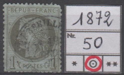 TIMBRE de FRANCE
1872
OBLITERE 4 Caumont (09)
