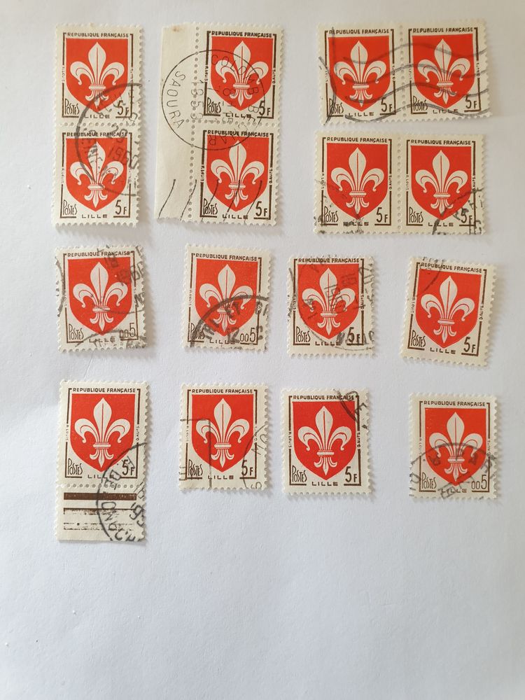 Timbre France  1958 armoiries de lille 5 F - lot 0.64 euro 0 Marseille 9 (13)