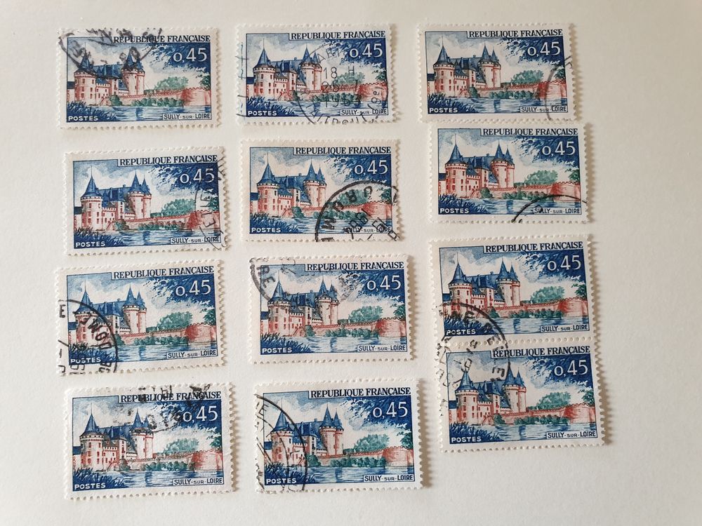 Timbre France  1961 Sully sur Loire 0.45 f. -lot 0.40 euro 0 Marseille 9 (13)