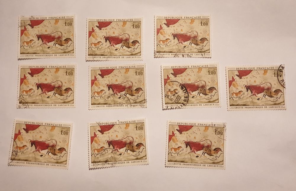 timbre France 1968 Peinture rupestre  grotte de Lascaux 0 Marseille 9 (13)