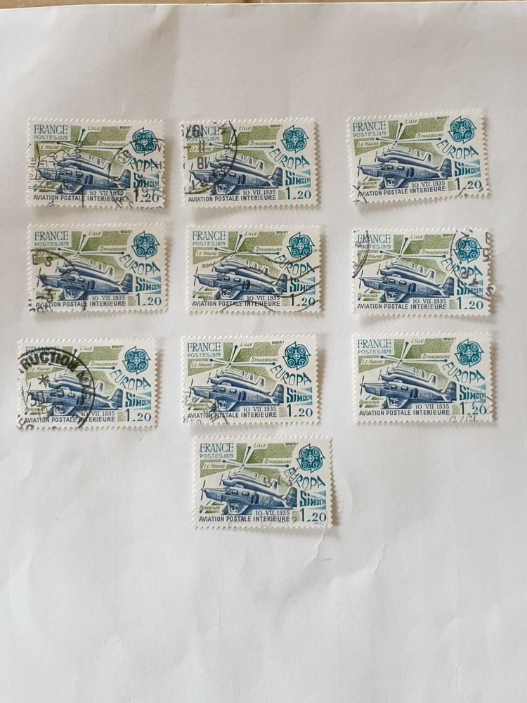 Timbre France 1979 Europa - Aviation postale lot 1 euro 1 Marseille 9 (13)