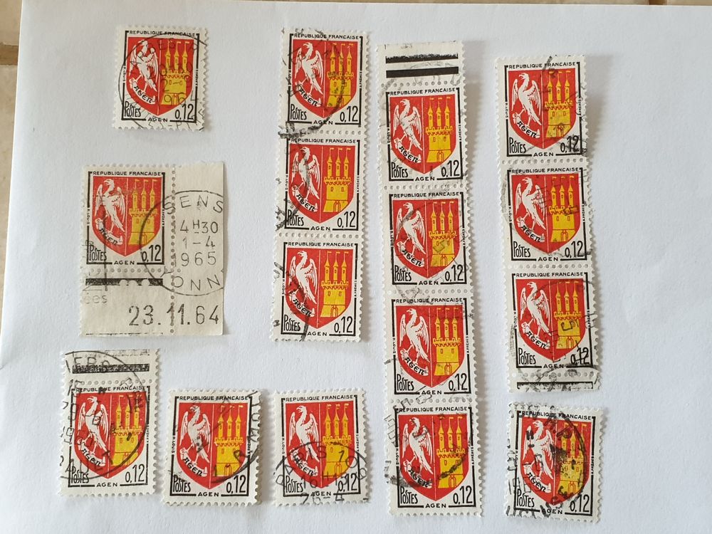 Timbre france armoiries Agen oblit�r�  1962  - lot 0.48 euro 0 Marseille 9 (13)