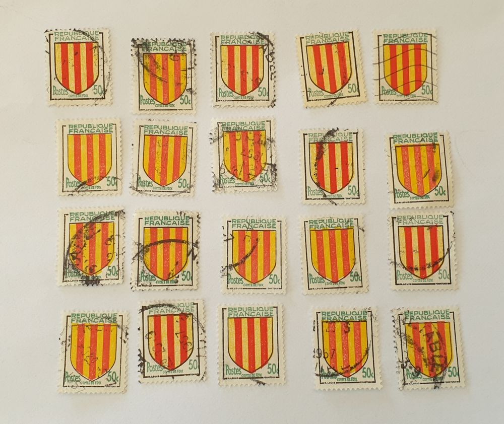Timbre france blason Comt� de Foix 1955 lot 0.60 euro 0 Marseille 9 (13)