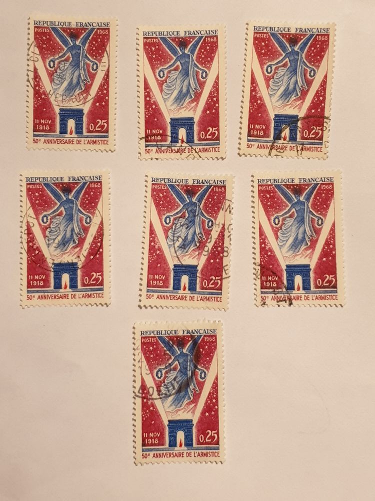 Timbre France Cinquantenaire armistice 1968 lot 0.35 euro 0 Marseille 9 (13)