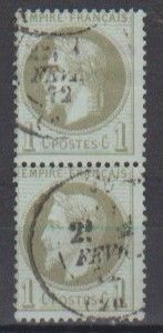 Timbre France Classique1870 N�25 25 Digne-les-Bains (04)