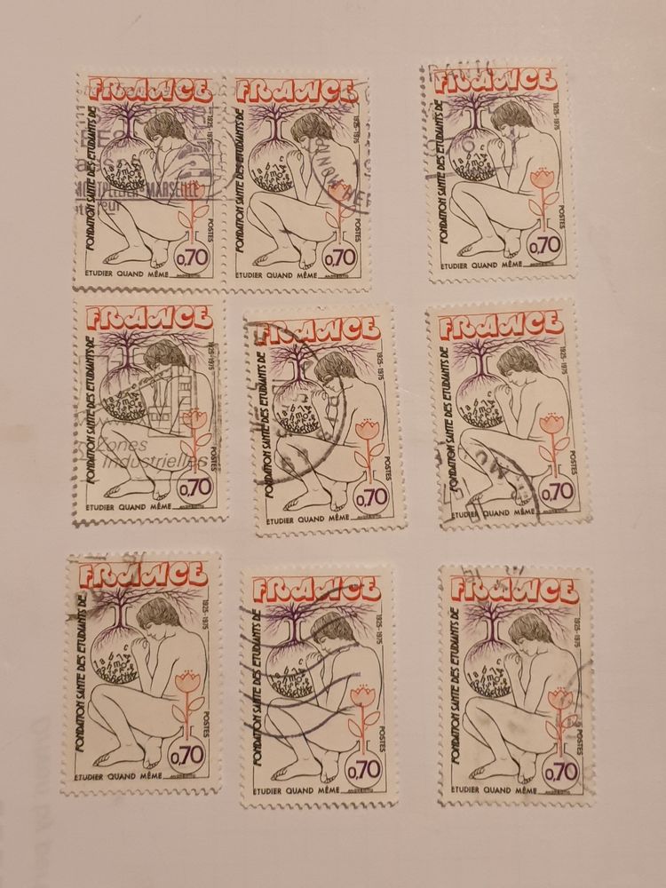 Timbre france Fondation sant� des �tudiants de France 1975- 0 Marseille 9 (13)