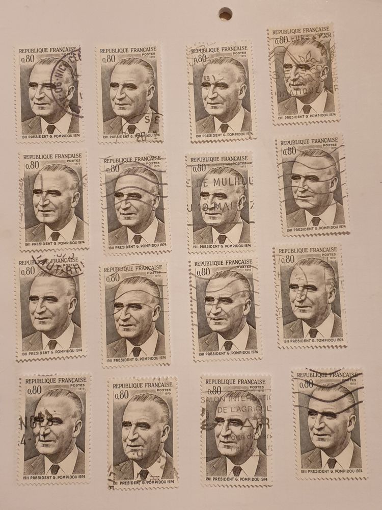 Timbre france Georges Pompidou - Pr�sident 1975- lot 1.20 eu 0 Marseille 9 (13)