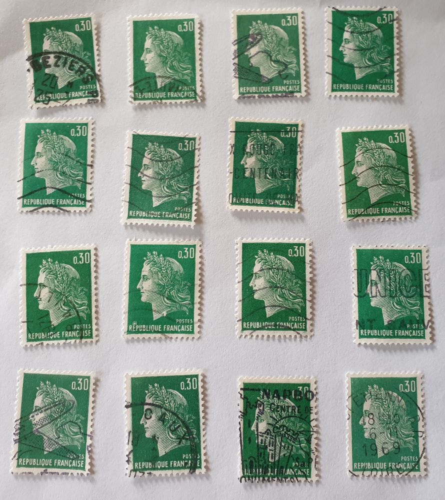 Timbre france Marianne de Cheffer oblit�r� 1969 - lot 0.48 e 0 Marseille 9 (13)