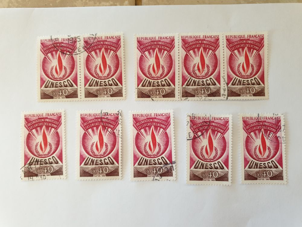 Timbre France neuf Oblit�r� 1969 unesco d�claration universe 0 Marseille 9 (13)