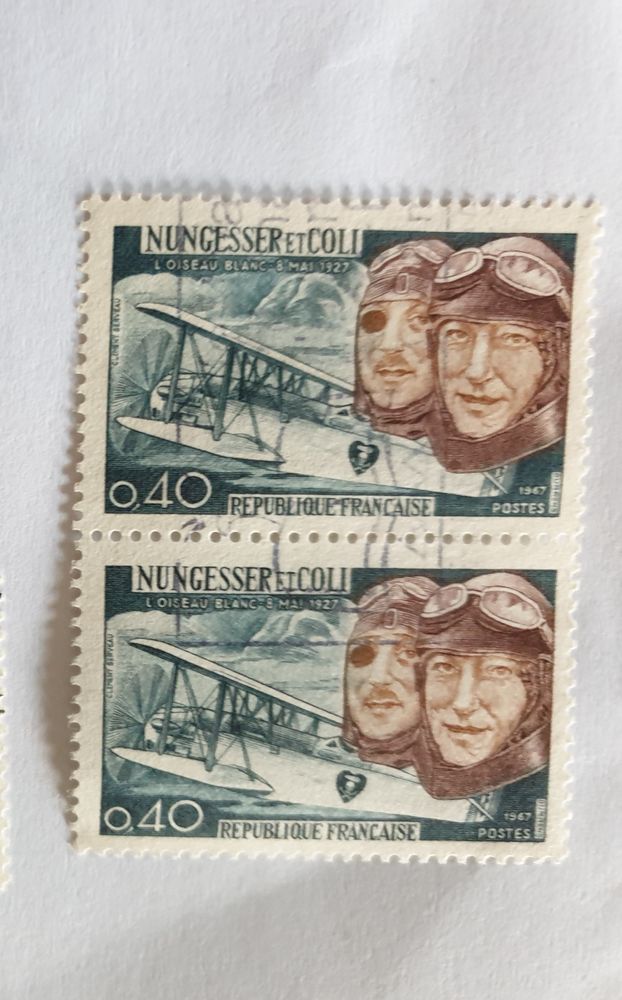 Timbre france Nungesser et Coli - L'Oiseau Blanc 1967- 0.18 0 Marseille 9 (13)