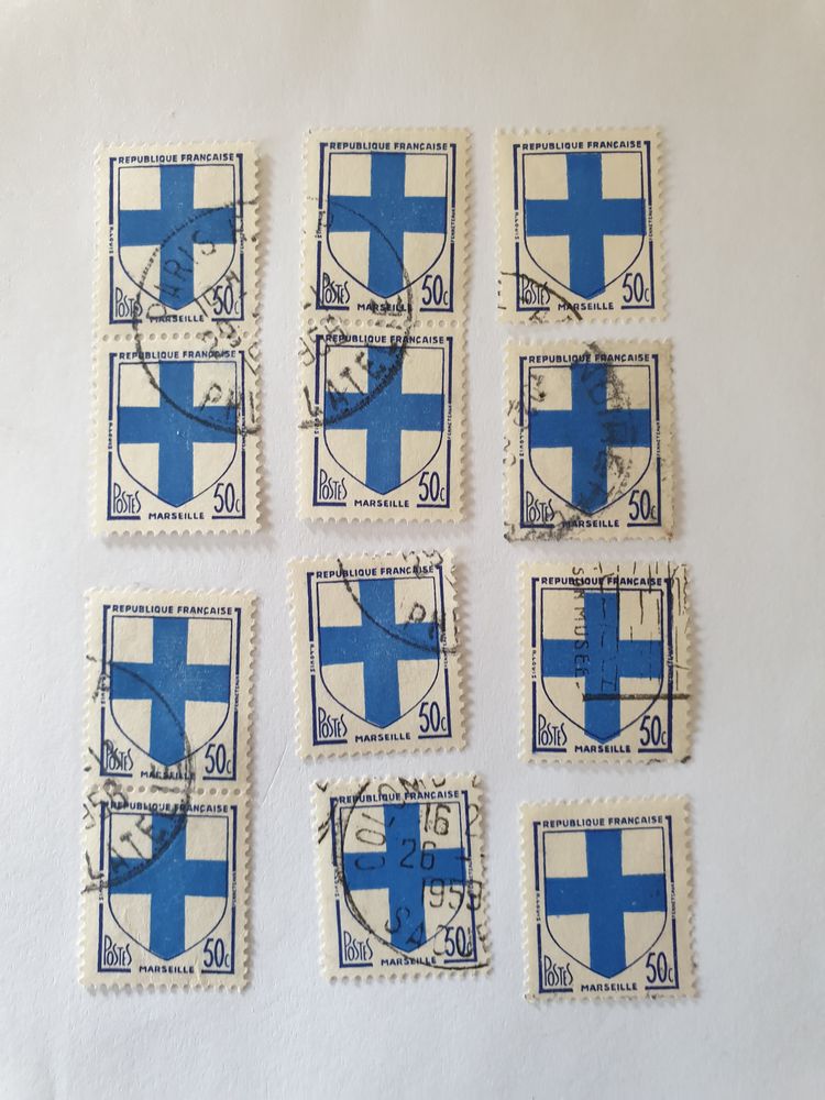 Timbre France Oblit�r� 1958 armoiries de Marseille 0.50 f. - 0 Marseille 9 (13)