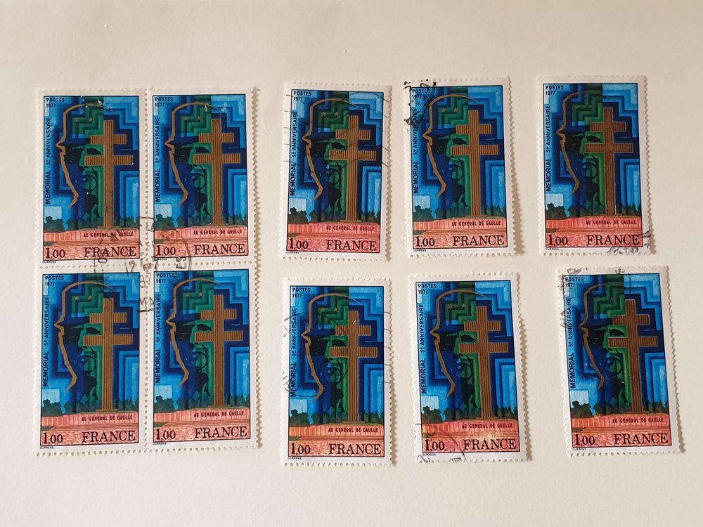 Timbre France Oblit�r� 1977 Au G�n�ral de Gaulle lot 1.40 eu 0 Marseille 9 (13)