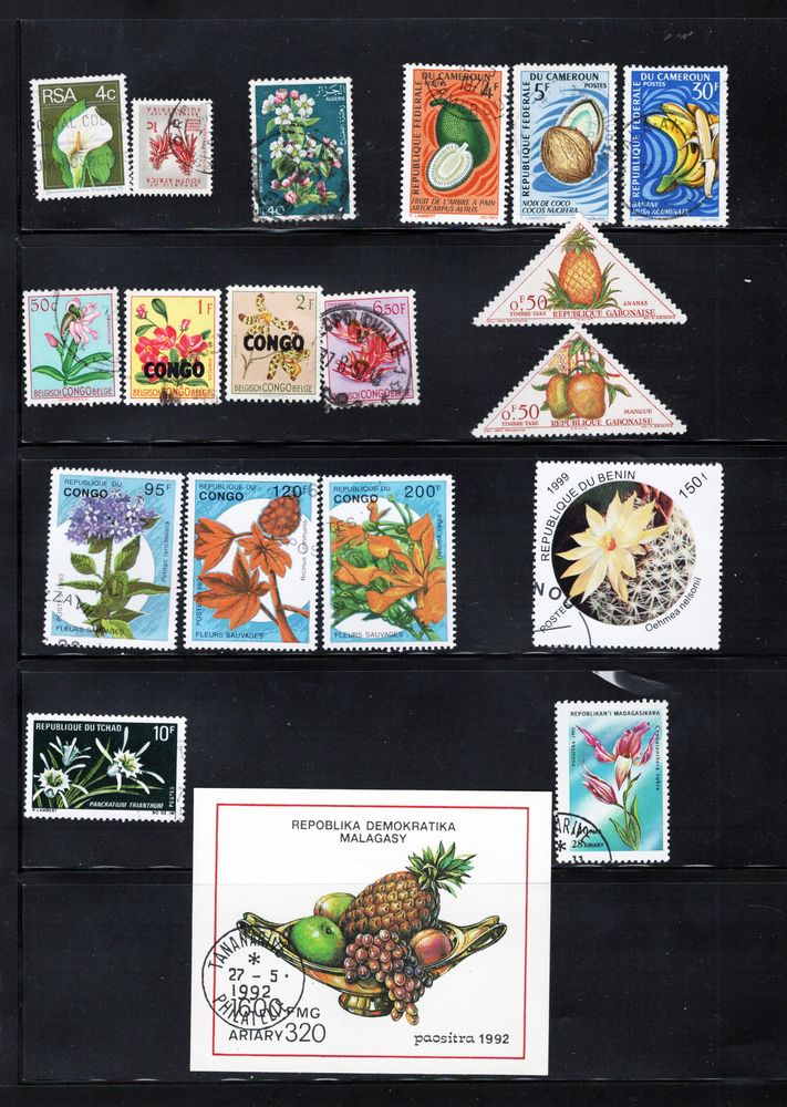 lot de 32 timbres d'AFRIQUE sur la FLORE et les FRUITS 3 Les �glisottes-et-Chalaures (33)