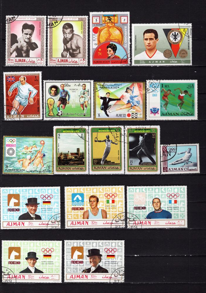 lot de 30 timbres d'AJMAN et de MANAMA sur les SPORTS 2 Les �glisottes-et-Chalaures (33)