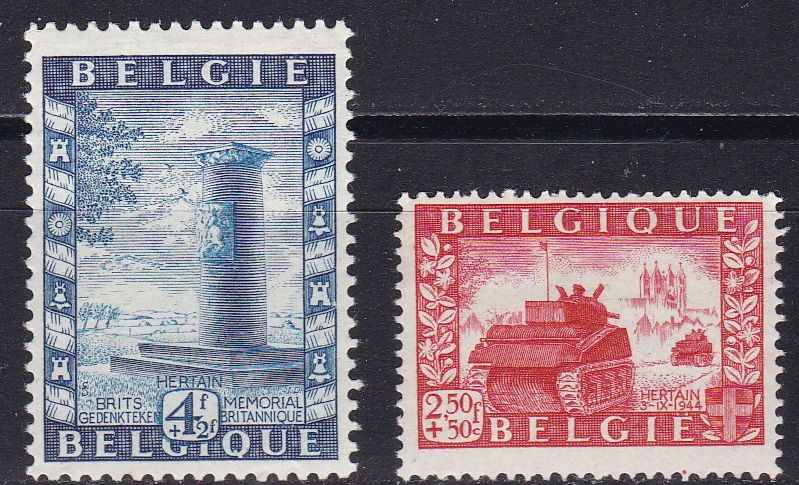 Timbres BELGIQUE 1950 YT 824-825 1 Lyon 4 (69)