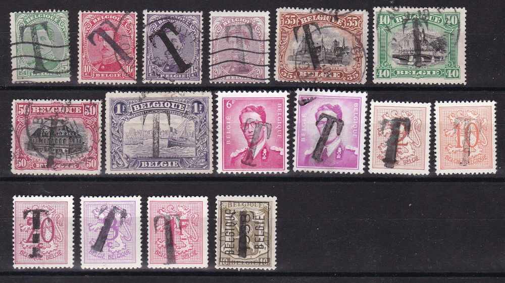 Timbres BELGIQUE lot de timbres surcharge Taxe 6 Lyon 4 (69)