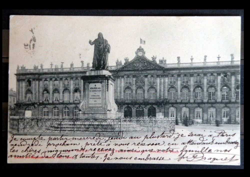 Timbres-CPA-carte postale- NANCY - Statue et place Stanislas 3 Lyon 4 (69)