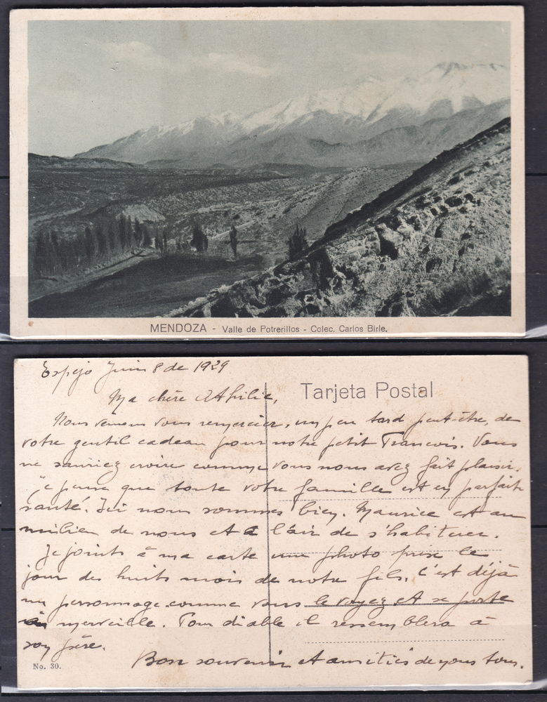 Timbres-CPA-carte postale- MENDOZA ( Argentine ) Valle de Po 2 Lyon 4 (69)