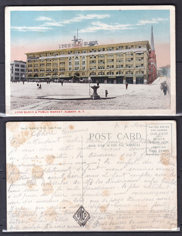 Timbres-CPA-carte postale- Albany (États Unis) Lyon Block &  4 Lyon 4 (69)
