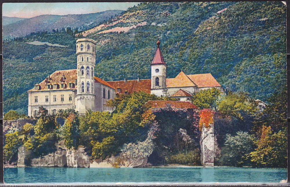 Timbres-CPA-carte postale- Lac du Bourget (73) Abbaye d' Hau 1 Lyon 4 (69)