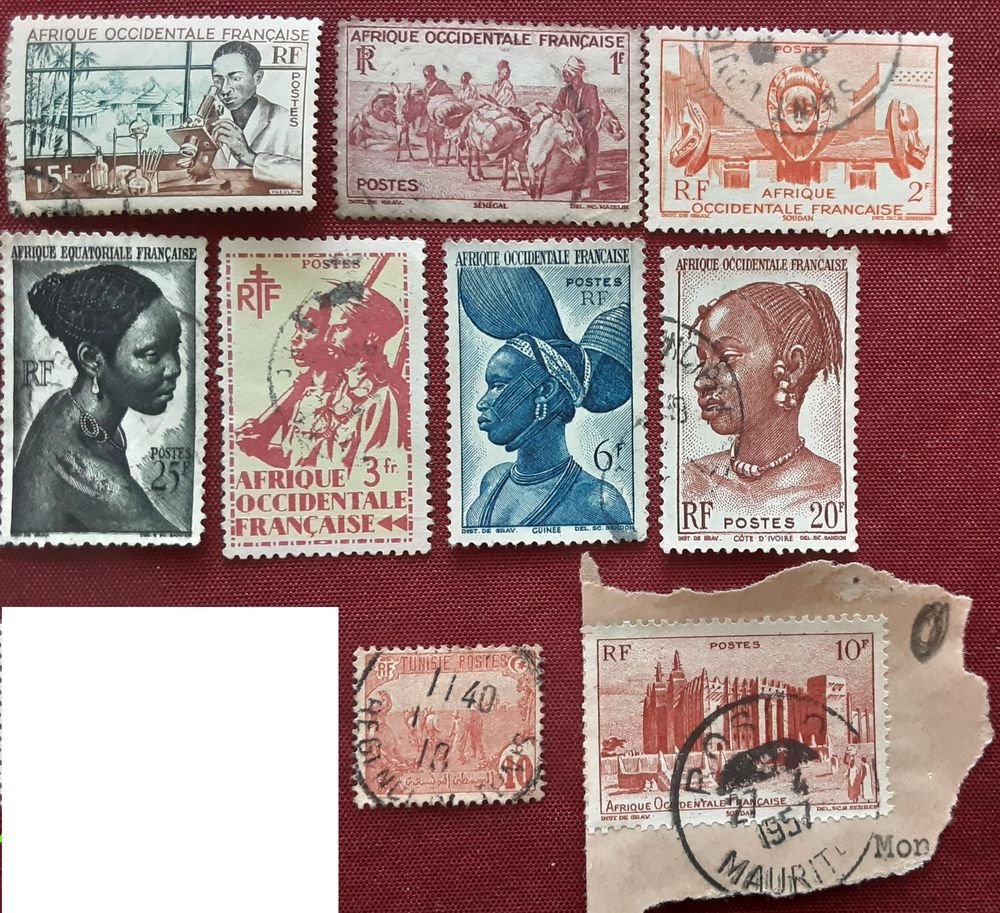 18 TIMBRES � collection : AFRIQUE OCCIDENTALE Fran�aise 1957 5 Pontoise (95)