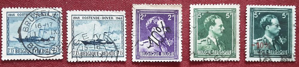 5 timbres � collection BELGIQUE 1 Pontoise (95)