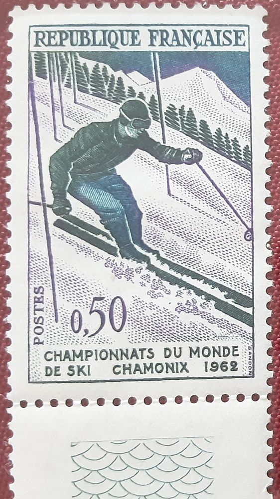 TIMBRES � collection championnat du monde ski Chamonix 1962 1 Pontoise (95)