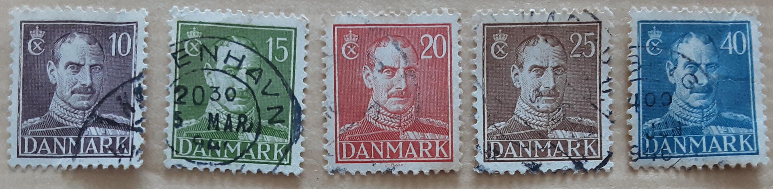 5 timbres � collection DANEMARK 2 Pontoise (95)