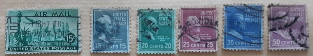 6 timbres � collection  U.S.A.  �poque ant�rieure � 1950 2 Pontoise (95)