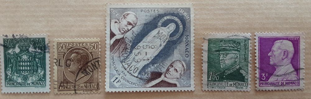 5 timbres � collection  MONACO annes 1959-1960 3 Pontoise (95)