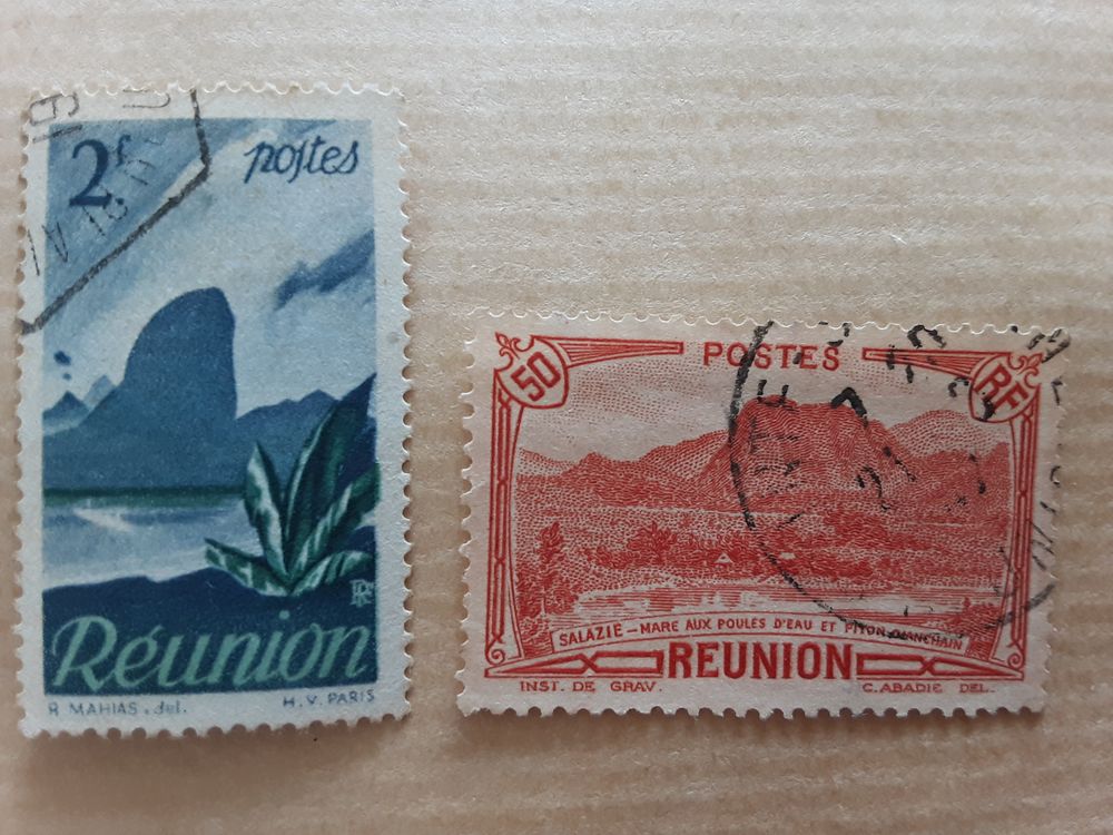 2 timbres � collection  LA R�UNION oblit�r�s 1 Pontoise (95)