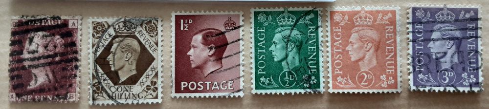 6 timbres � collection  REVENUE POSTAGE oblit�r�s 1 Pontoise (95)