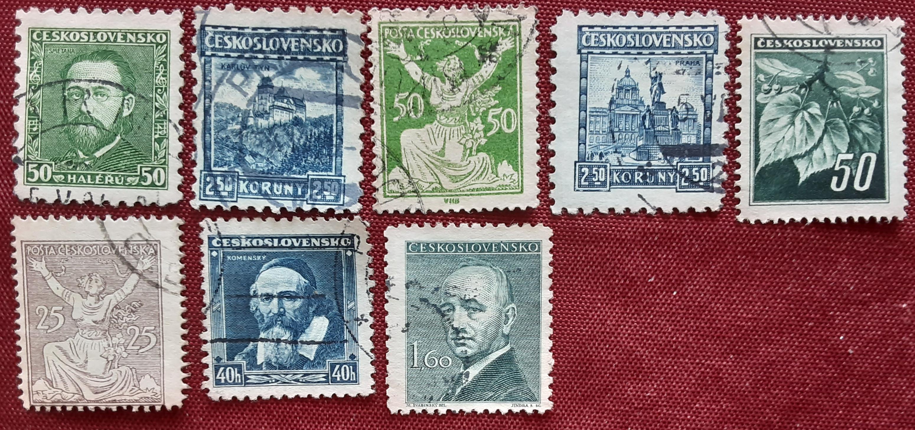 8 timbres � collection  TCHECOSLOVAQUIE oblit�r�s D'�poque 2 Pontoise (95)
