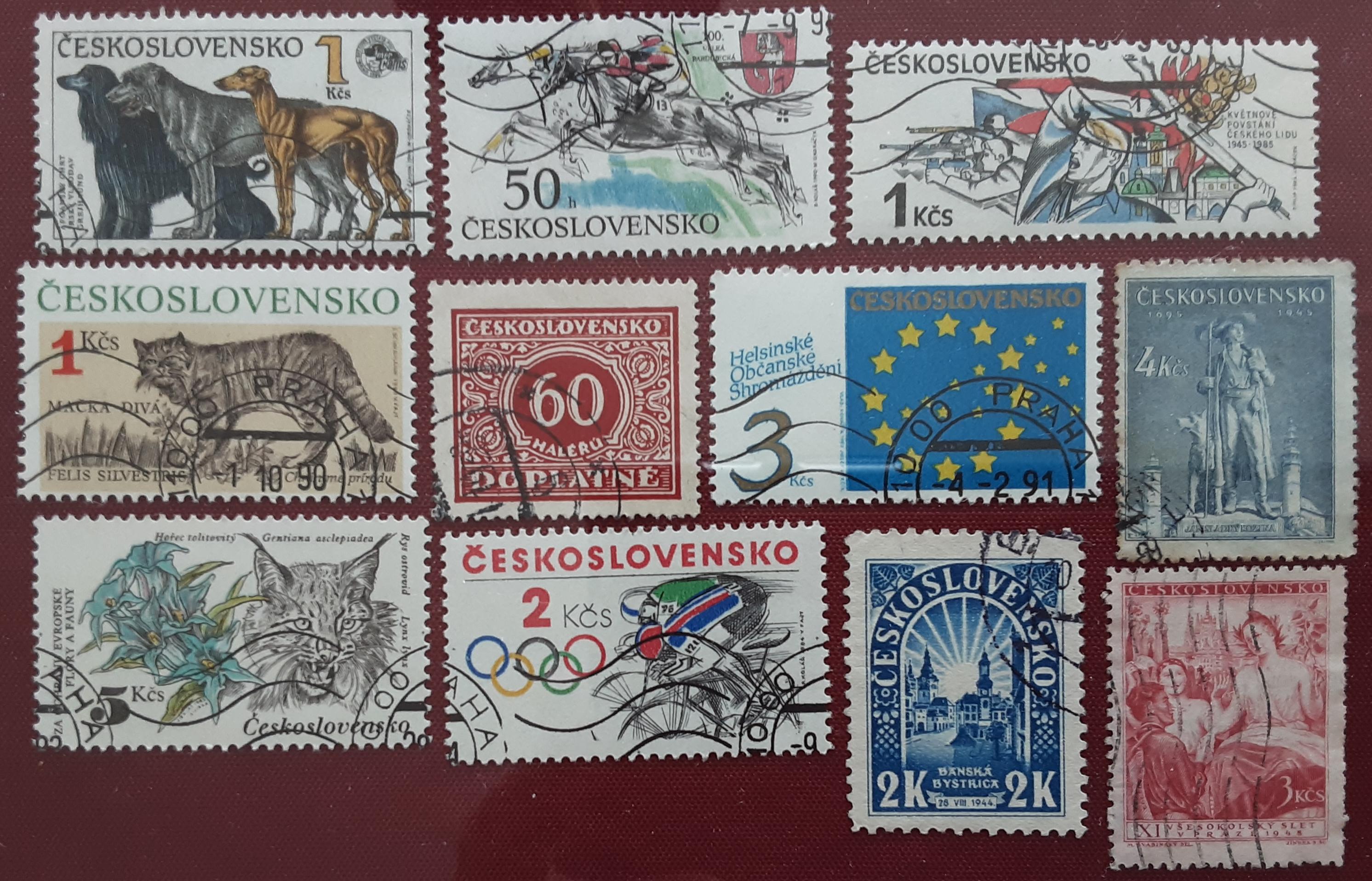 11 timbres � collection  TCHECOSLOVAQUIE oblit�r�s 2 Pontoise (95)