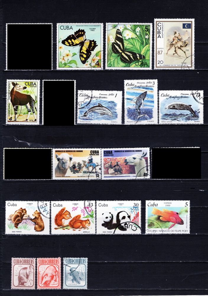 lot de 20 timbres de CUBA avec des ANIMAUX 1 Les Églisottes-et-Chalaures (33)