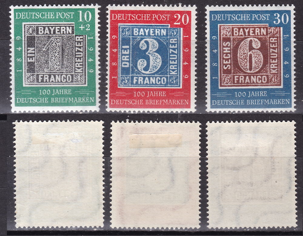 Timbres EUROPE-ALLEMAGNE-Bi-zone 1949 YT 76-77-78 1 Lyon 4 (69)