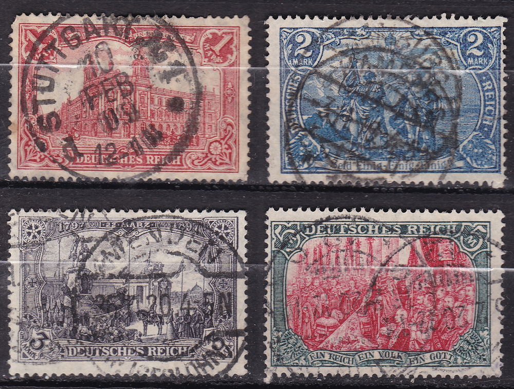 Timbres EUROPE-ALLEMAGNE Empire 1902 YT 76-77-79-80 1 Lyon 4 (69)