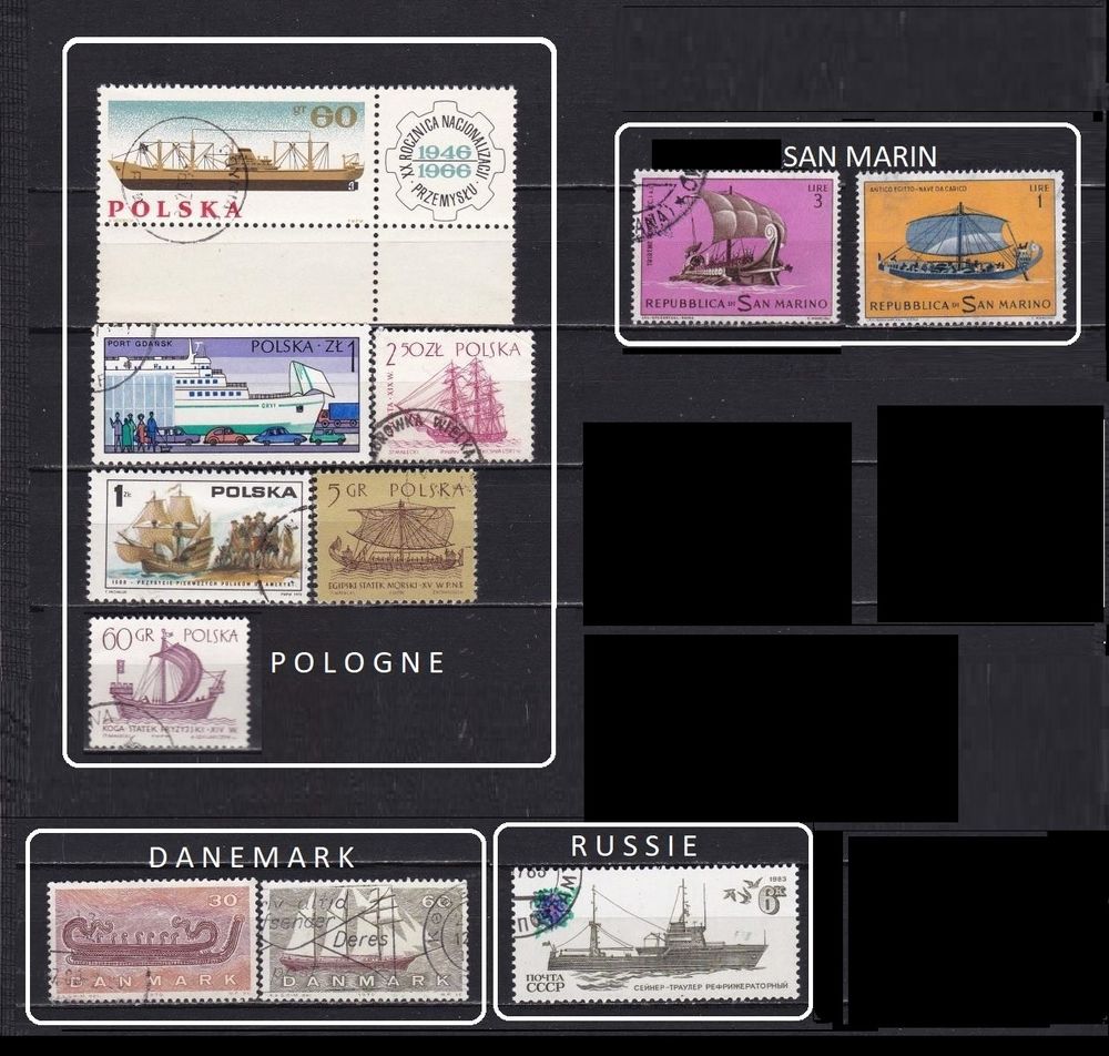 lot de 73 timbres d'EUROPE avec des BATEAUX 4 Les �glisottes-et-Chalaures (33)