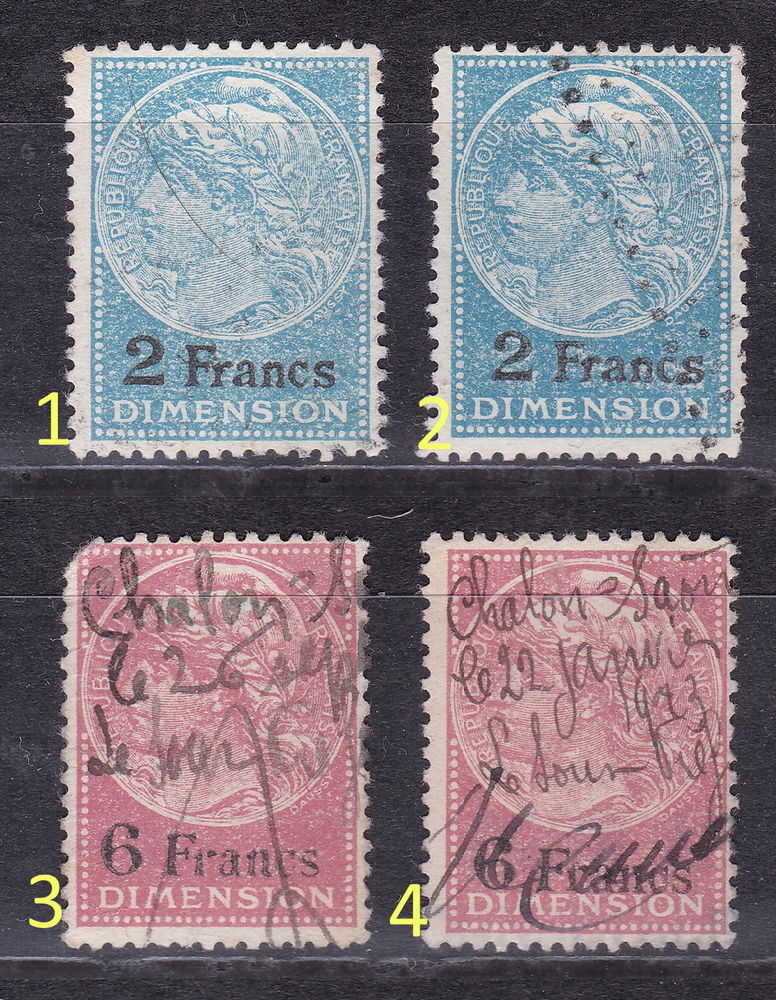 Timbres EUROPE-FRANCE Timbres de dimension 2 et 6 francs 1 Lyon 4 (69)