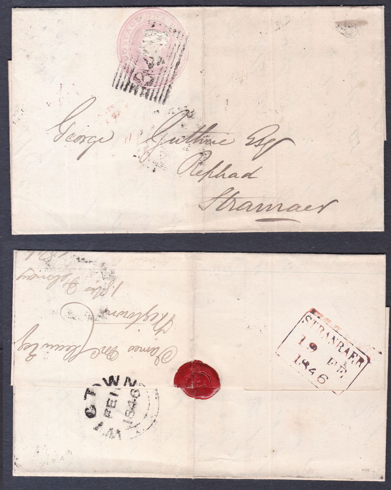 Timbres EUROPE-Grande Bretagne-GB-Enveloppe-Lord Stair 1846 8 Lyon 4 (69)