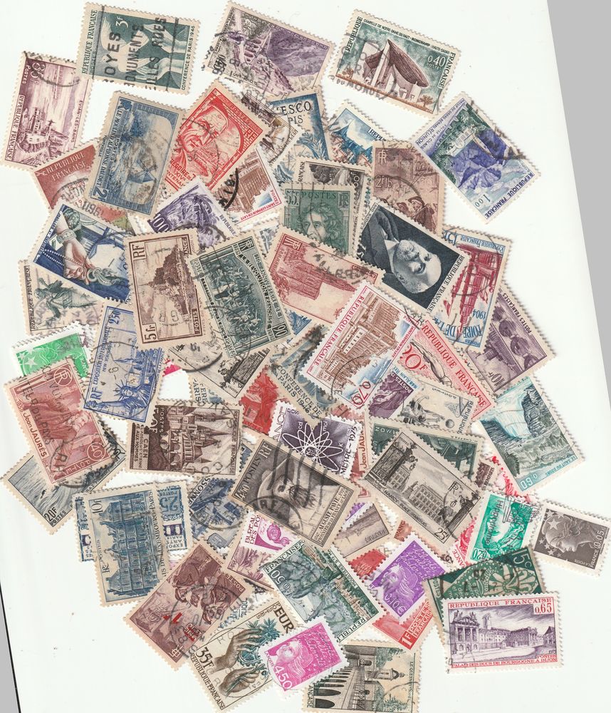 100 timbres  fran�ais oblit�r�s 3 Saint-Marcel (27)