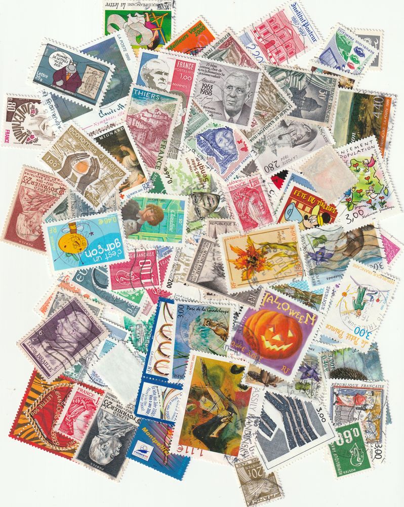 100 timbres  fran�ais oblit�r�s 3 Saint-Marcel (27)