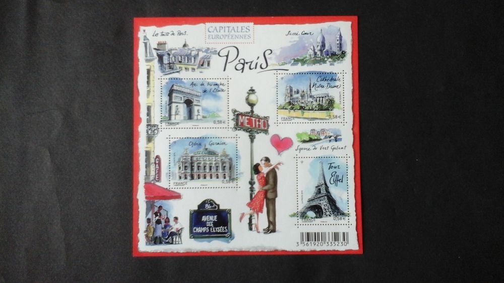 Timbres de France capitales europ�ennes Paris 5 Angers (49)
