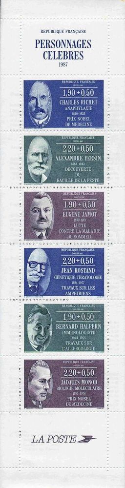Timbres france Carnet PERSONNAGES CELEBRES 1987, NEUF non pl 2 Aubin (12)