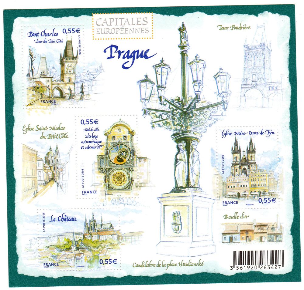 TIMBRES de FRANCE  . N**
FEUILLET   2008 4 Caumont (09)