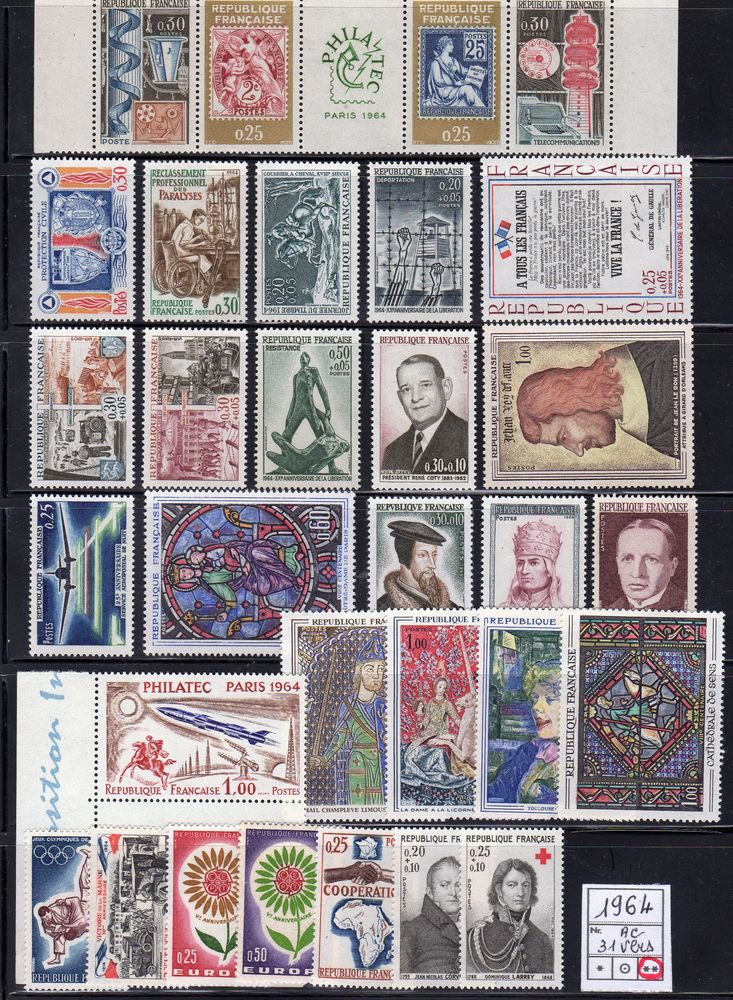 LOT DE TIMBRES   - FRANCE -
Neuf**   1964 8 Caumont (09)