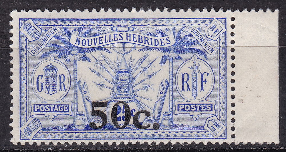 Timbres FRANCE-Nouvelles Hébrides 1924 YT 75 sans filigrane 5 Lyon 4 (69)