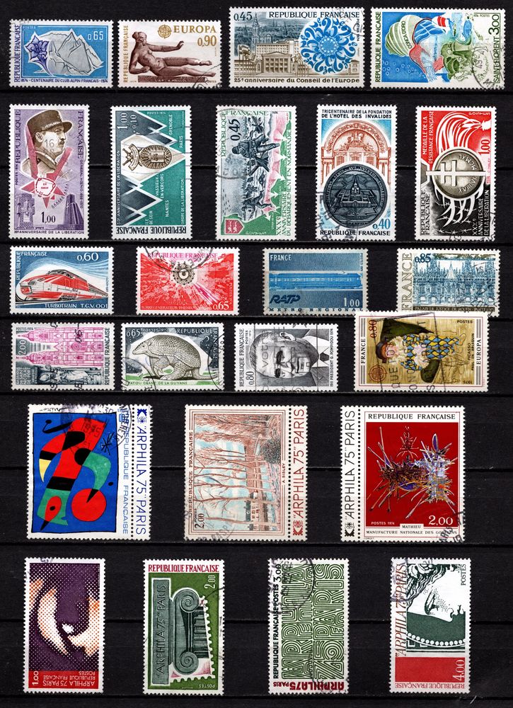 Timbres de France oblit�r�s de 1974/75, TB 2 Cholet (49)