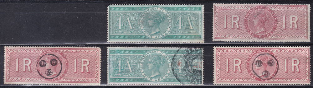 Timbres Grande Bretagne-GB-Inde timbres fiscaux divers 3 Lyon 4 (69)