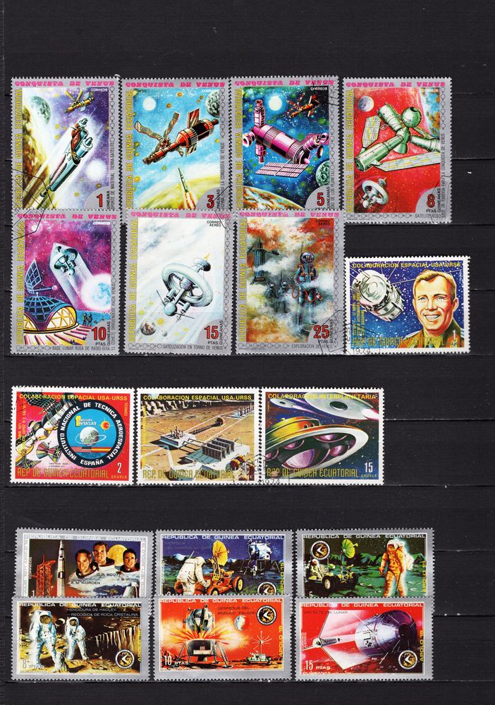 lot de 25 timbres de GUINEE EQUATORIALE sur l'ESPACE 2 Les �glisottes-et-Chalaures (33)
